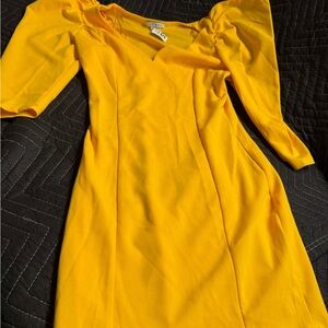 Haute Monde Vibrant Yellow Midi Dress
